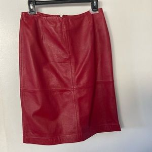 Leather Skirt, red, size 6, fully lined, back zipper.